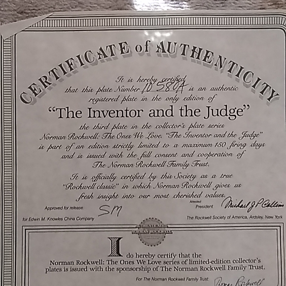 Norman Rockwell Limited Edition numbered plate by the Knowles Fine China company - Picture 4 of 7